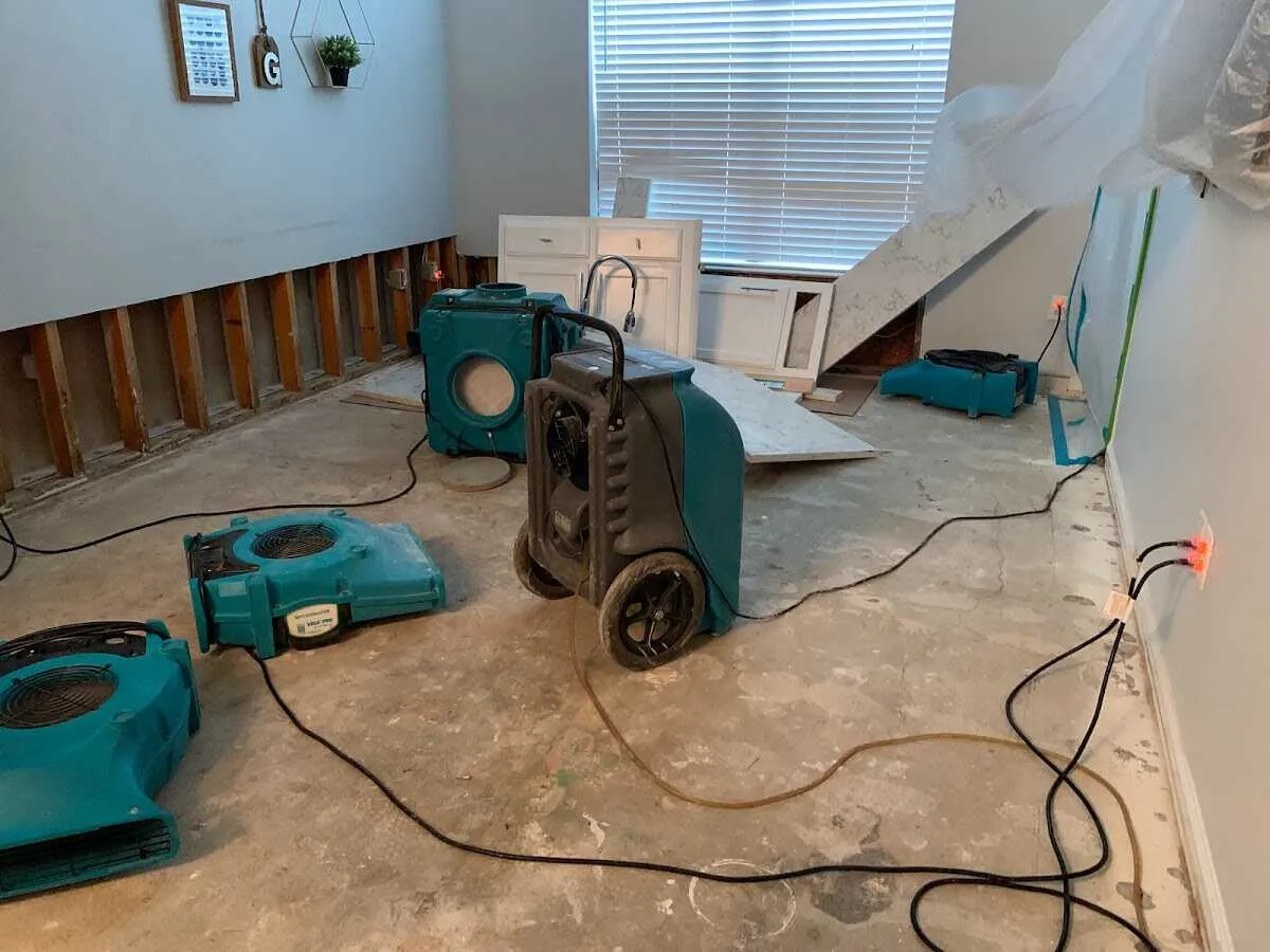 Dehumidifier in flood-cut room for Water Damage Restoration in Whitehouse